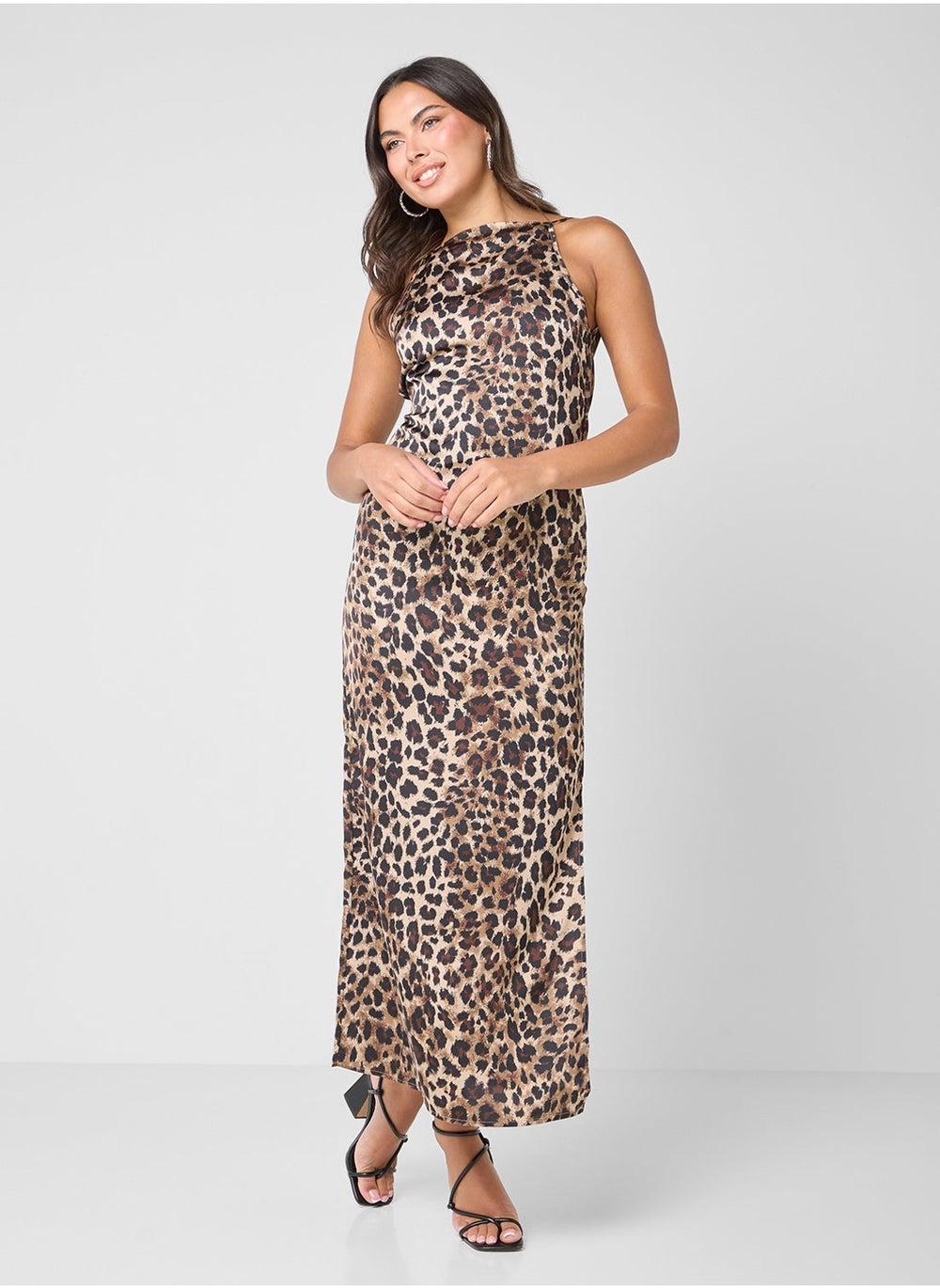 Leopard Print Sleeveless Maxi Dress - Image 1
