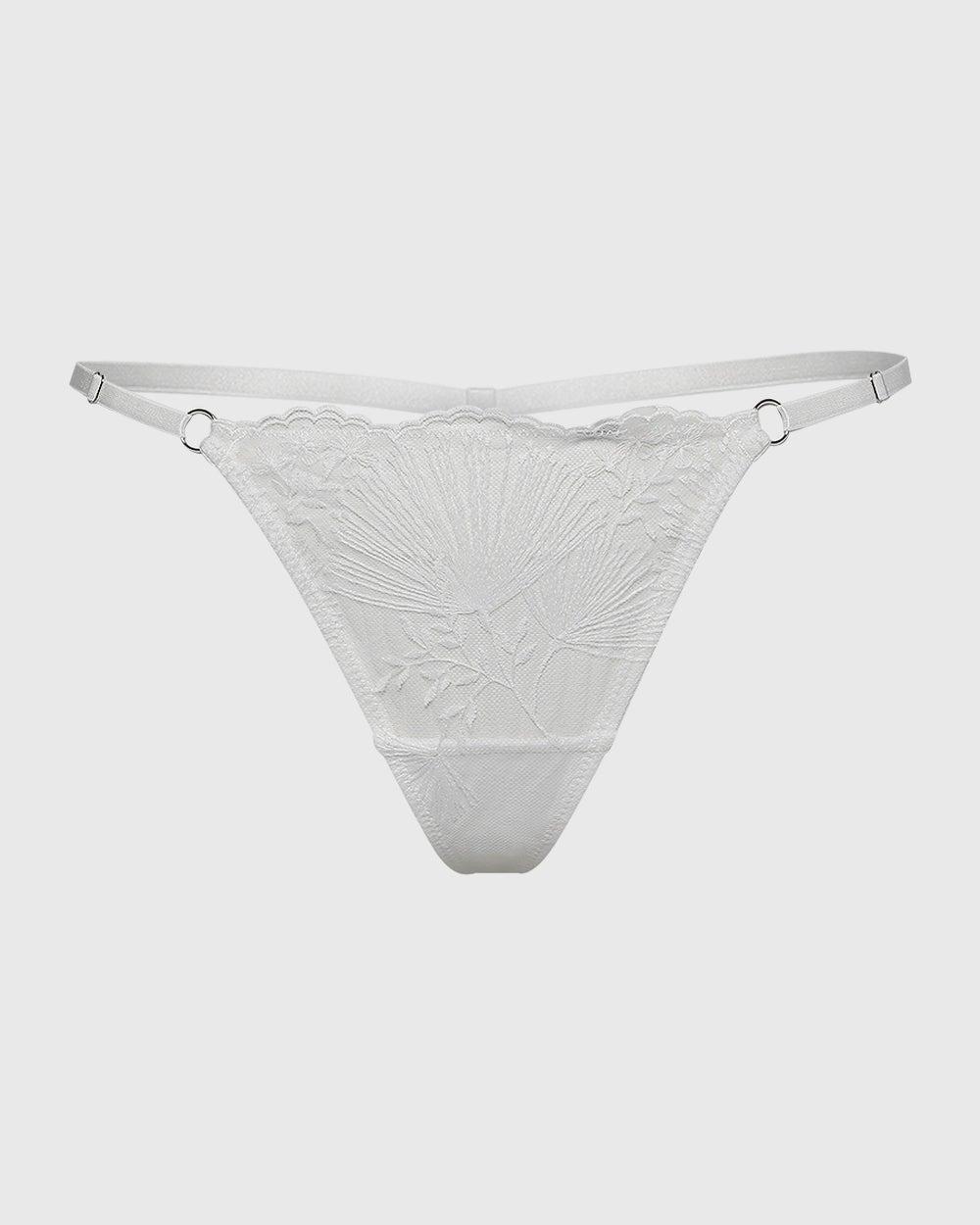 Isla & Evie White Lace Overlay Thong Panty - Image 1