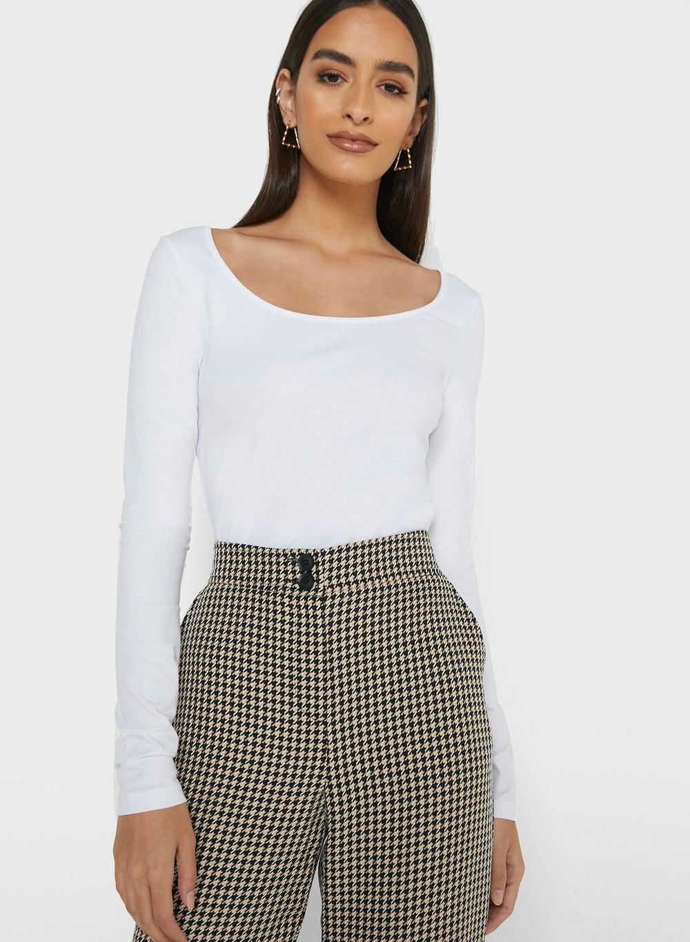 Scoop Neck Organic Cotton Long Sleeve T-Shirt - Image 1