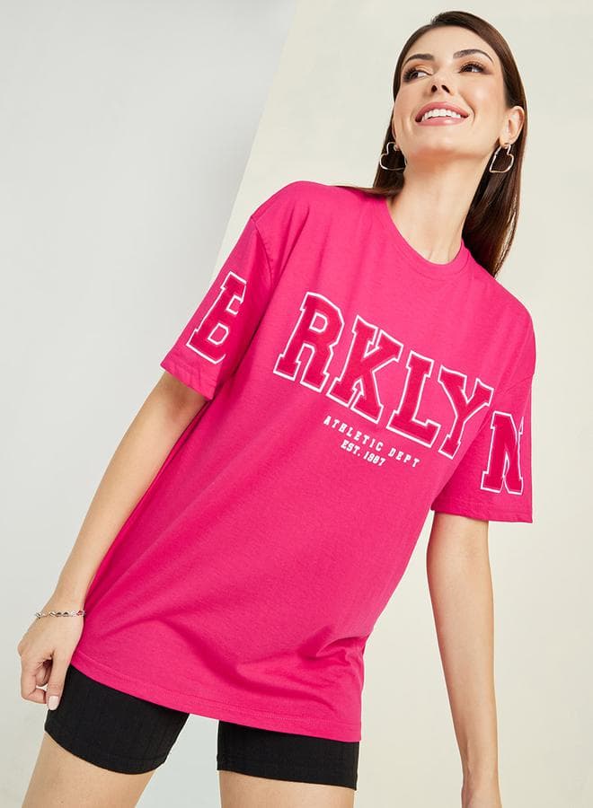 Oversized Brooklyn Print Longline T-Shirt - Image 1