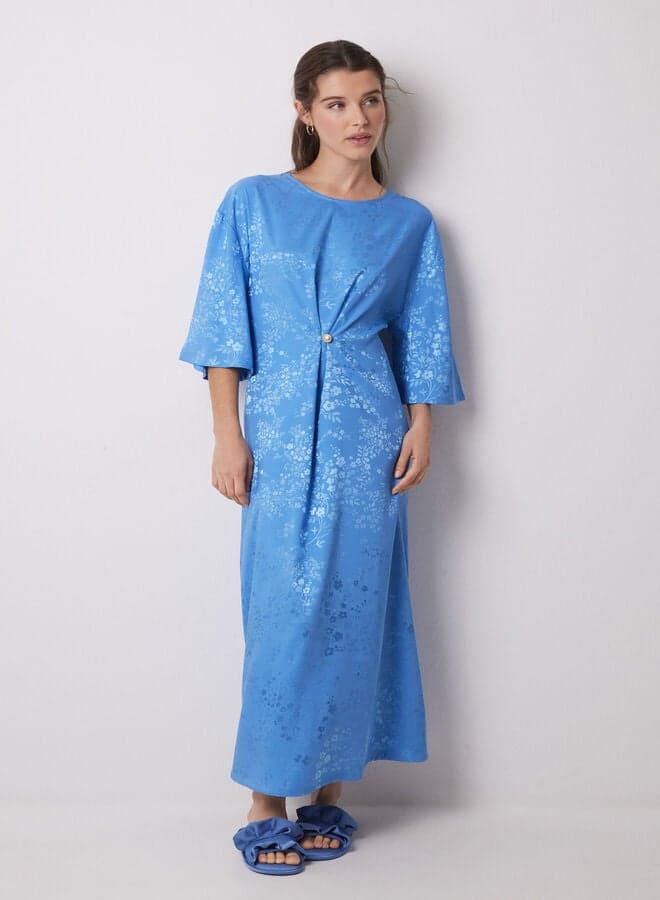 Floral Twist-Front Midi Dress - Image 1