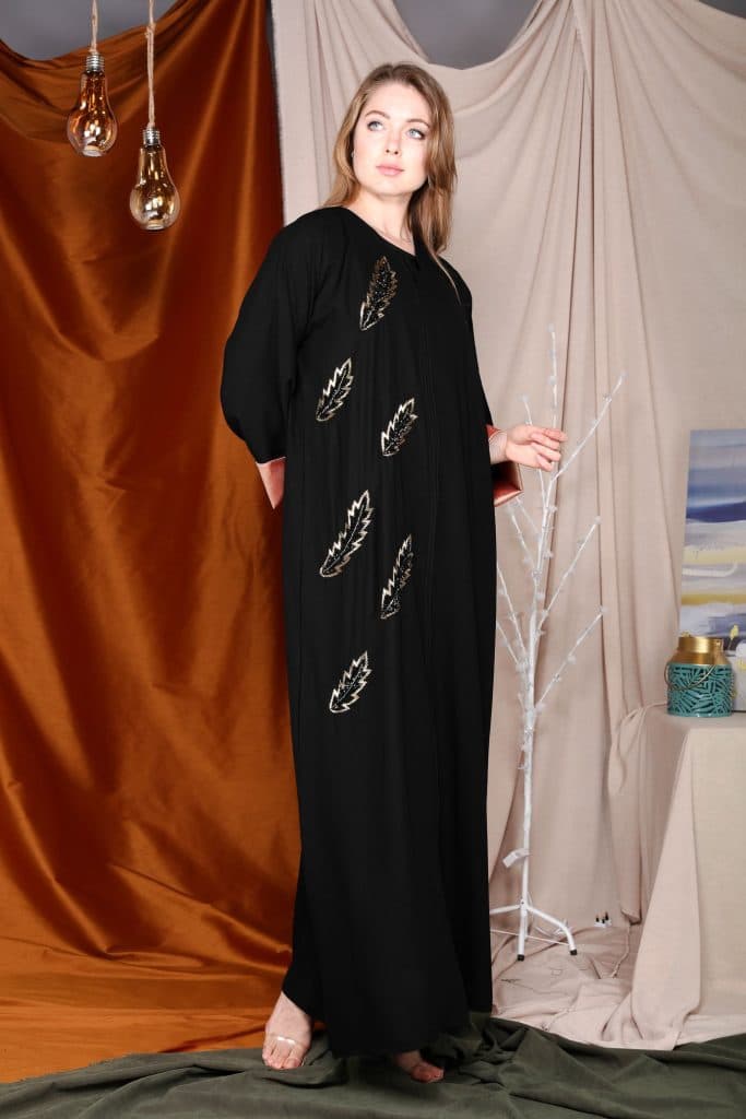 Leaf Embroidery Abaya - Image 1