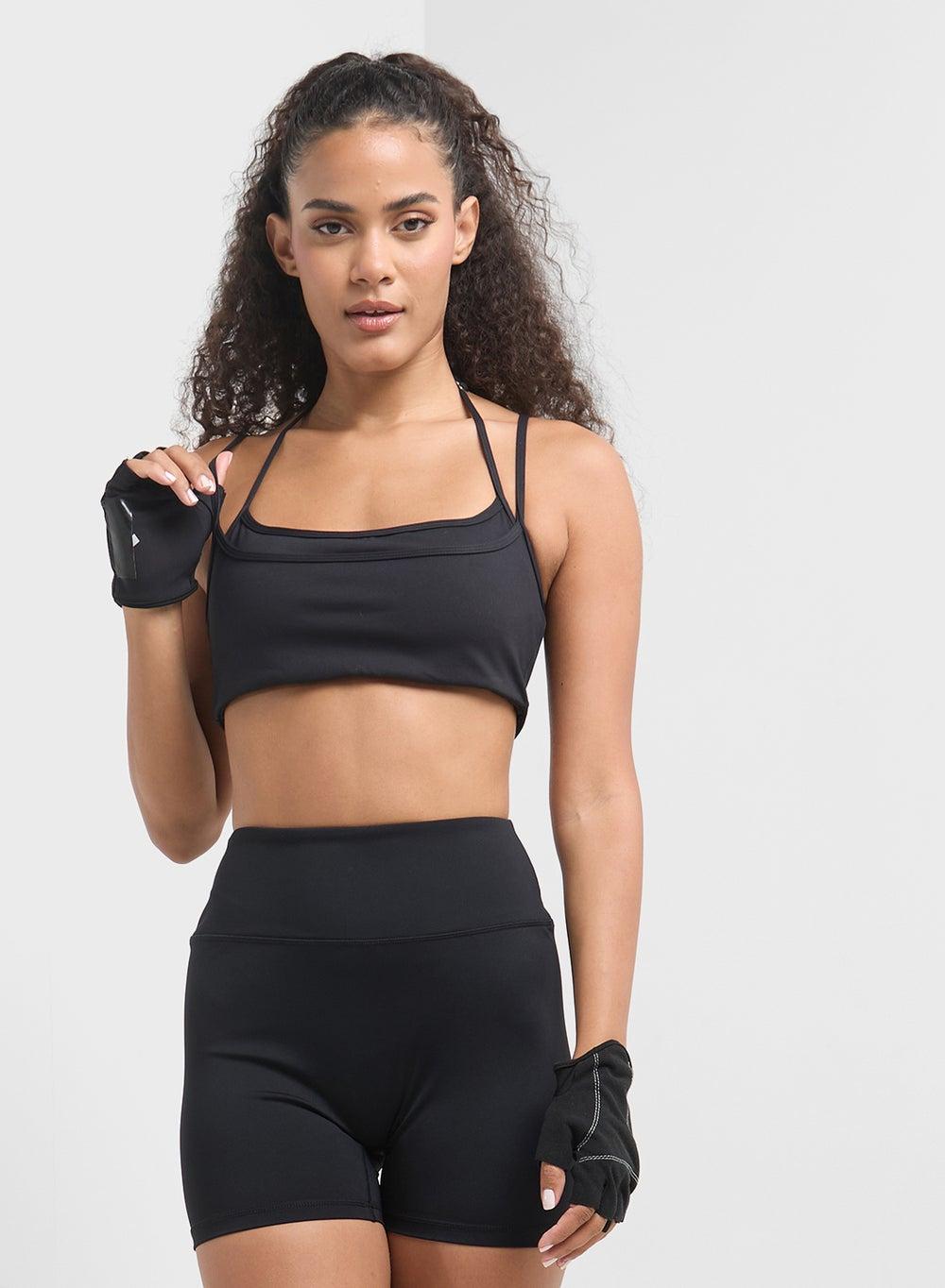 Strappy Back Cutout Detail Sports Bra - Image 1