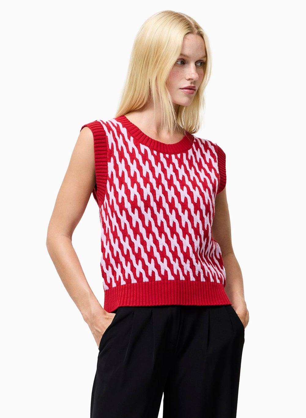 Klara Flec Abstract Striped Knit Vest - Image 1