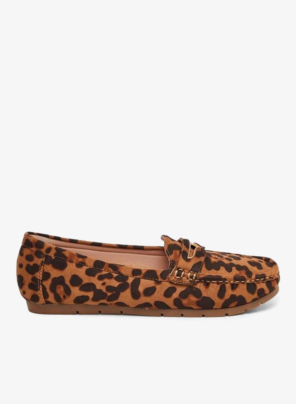 Women Brown Leopard Print Loafers - Image 1