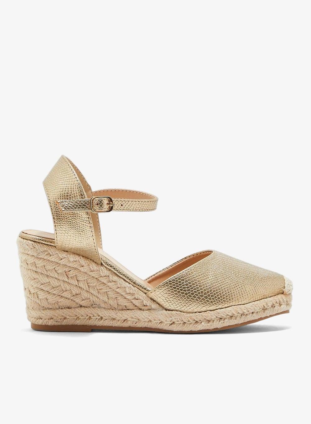 Closed Toe Metallic Espadrille Wedge Sandals - Image 1