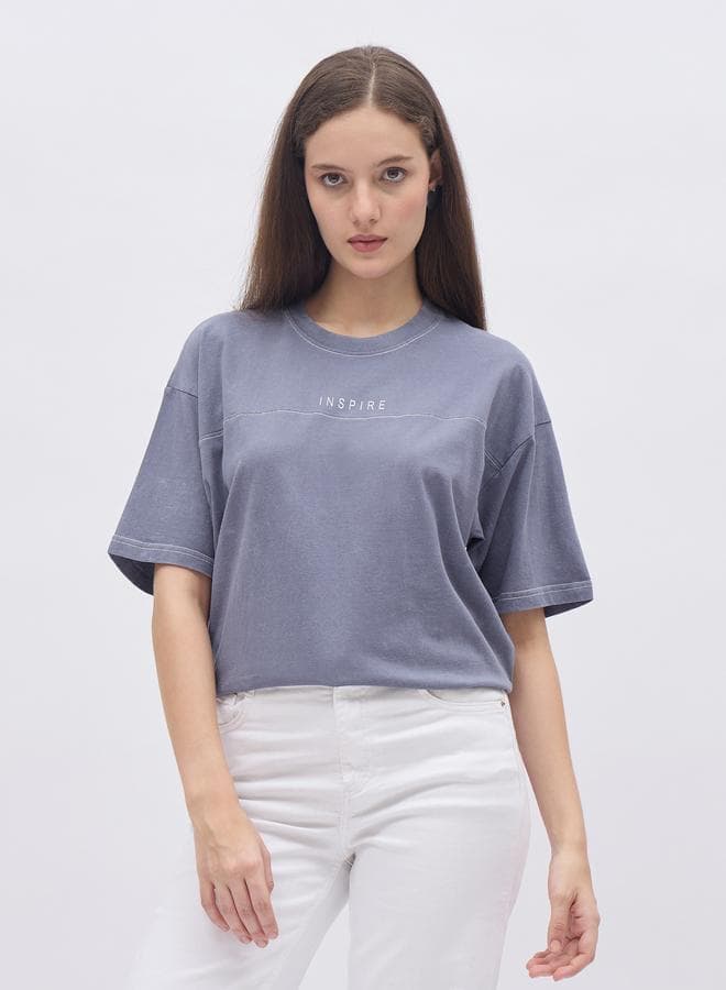 Styli Acid Washed Printed Oversized T-Shirt - Image 1