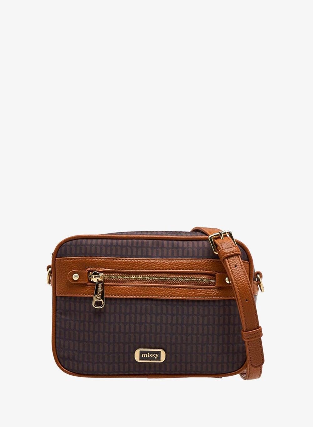 Women Monogram Print Crossbody Bag with Detachable Strap - Image 1