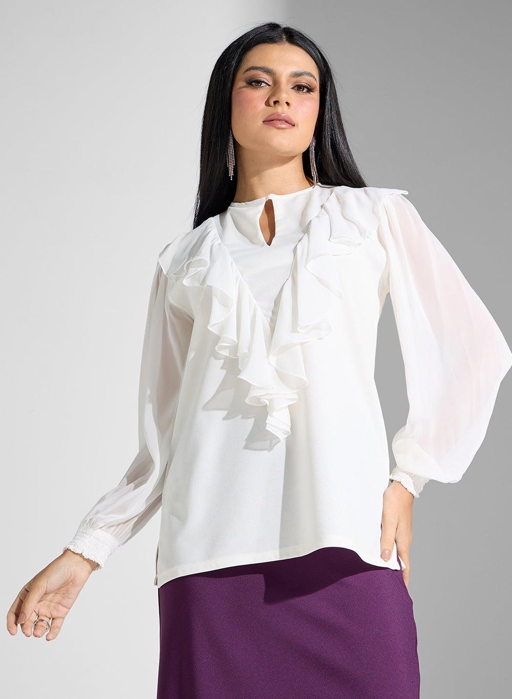 Long Sleeve Modest Blouse for Women - Image 1