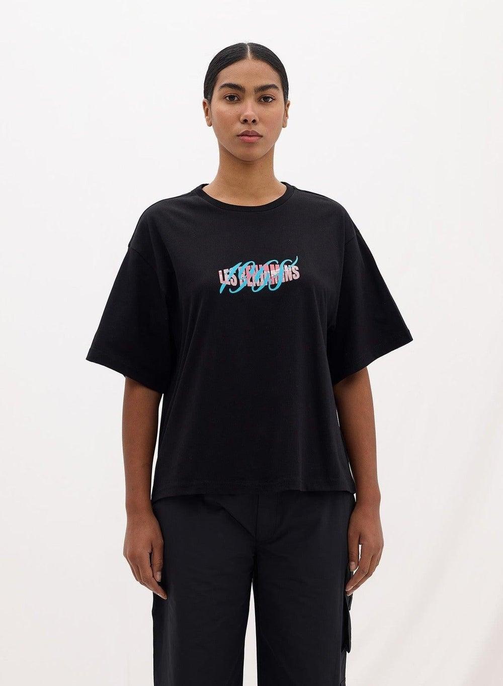 BOXY TEE 019 Black Cotton Graphic T-Shirt - Image 1