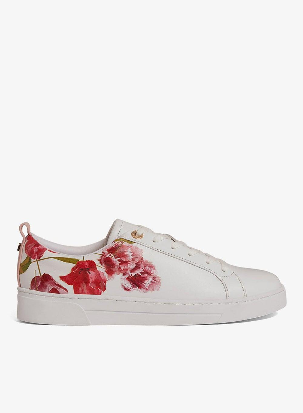 Prinell Floral Printed Low Top Leather Sneakers - Image 1