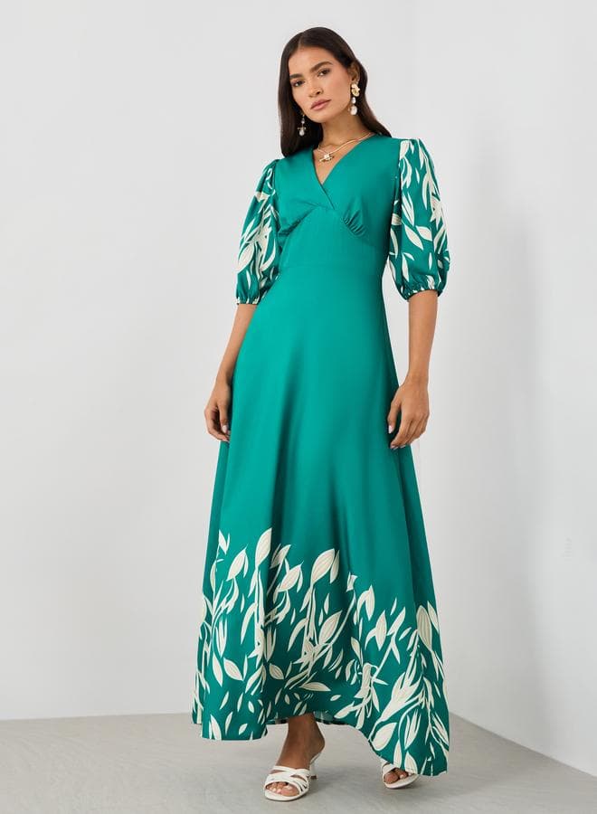 Floral Emerald Maxi Dress - Image 1