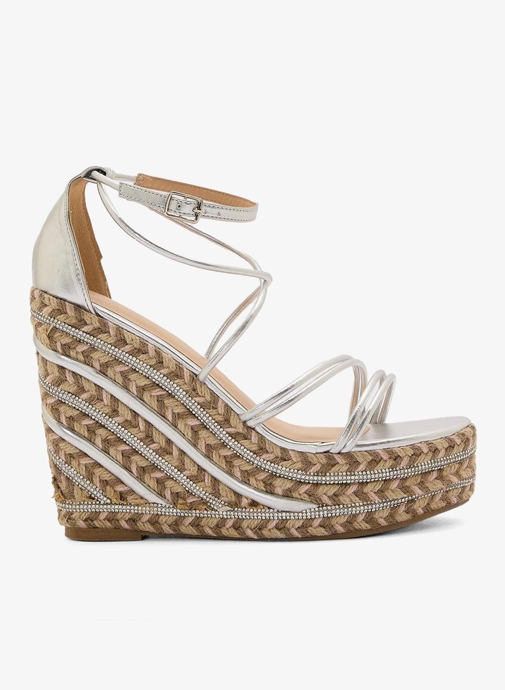 Diamante Strap Wedge Strappy Sandal - Image 1