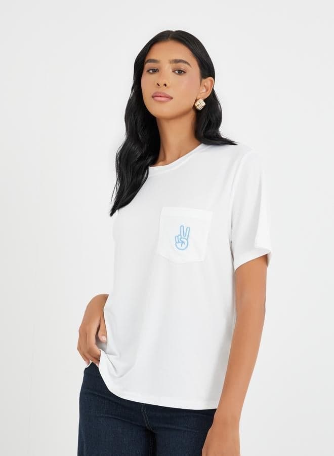 Take Two Embroidered Round Neck T-Shirt - Image 1