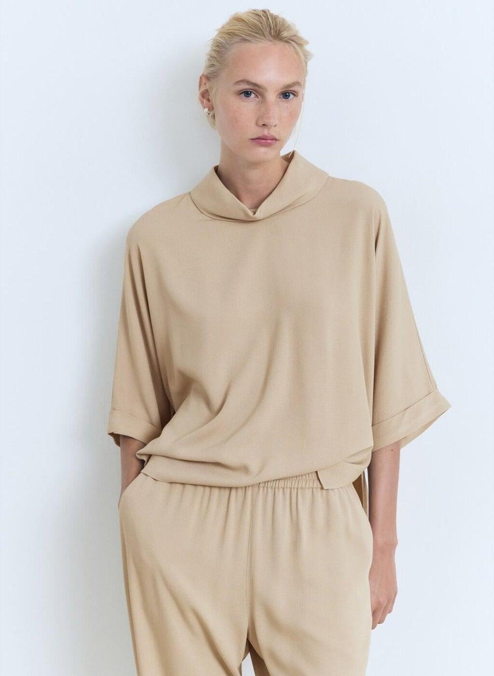 Oversized Flowing Textured Blouse - Image 1
