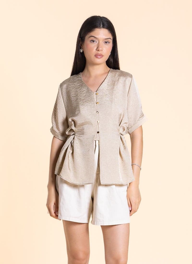 Detailed Textured Top with Adjustable Back Tie - Image 1