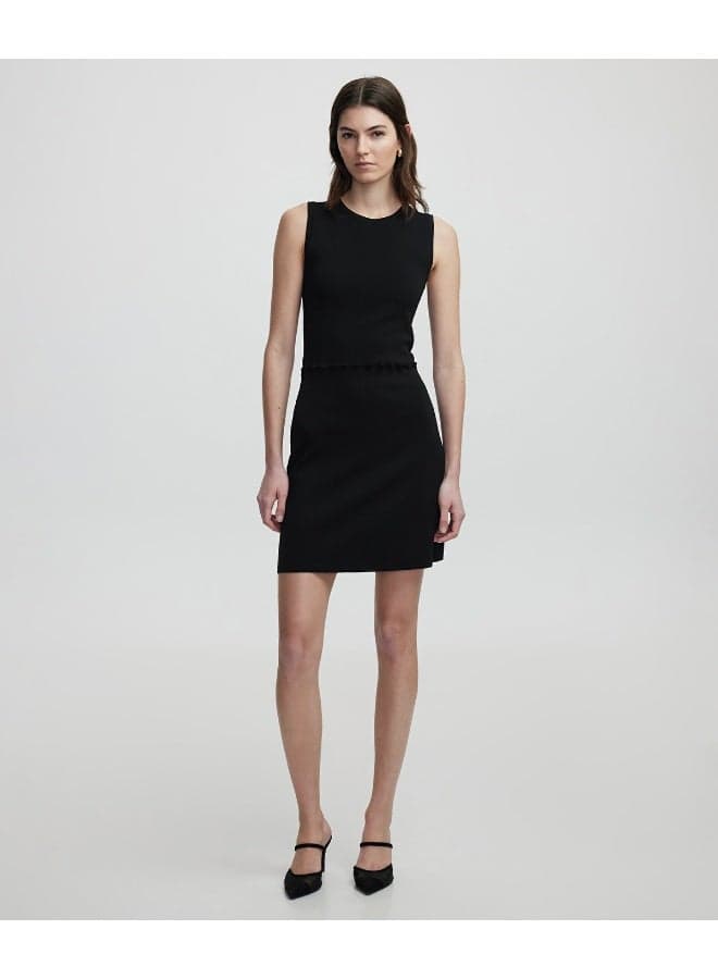 Slim Fit Knit Mini Dress with Waist Buttons - Image 1