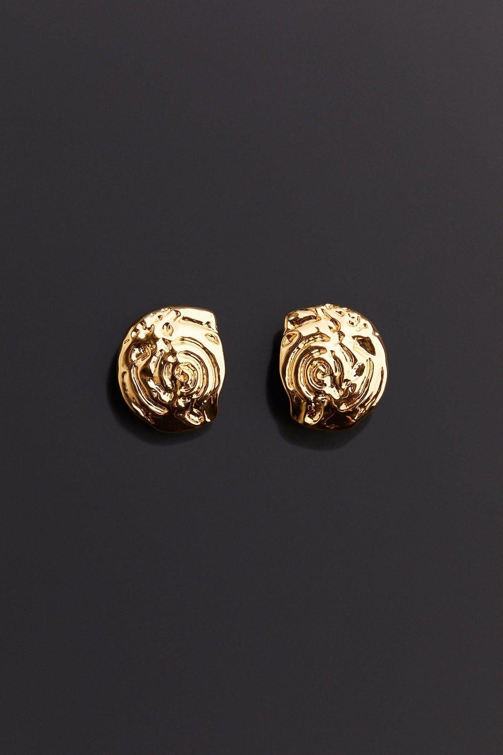 Gold-Plated Disc Stud Earrings - Image 1