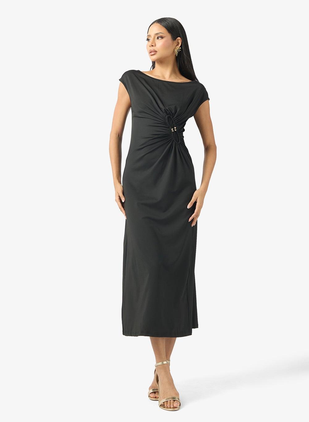 Ruched Midi Shift Dress - Image 1