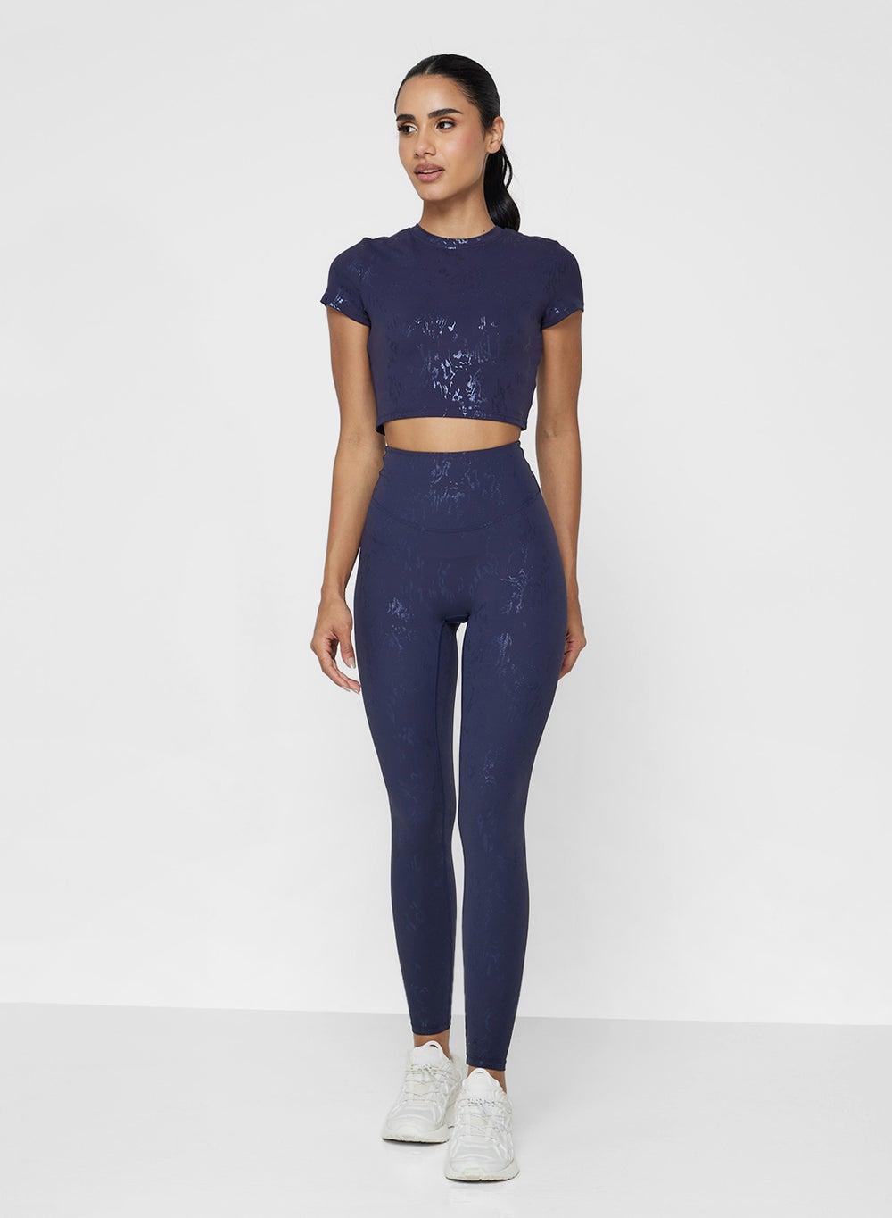 Sculpting Seamless Marble Print T-Shirt & Legging Set - Image 1
