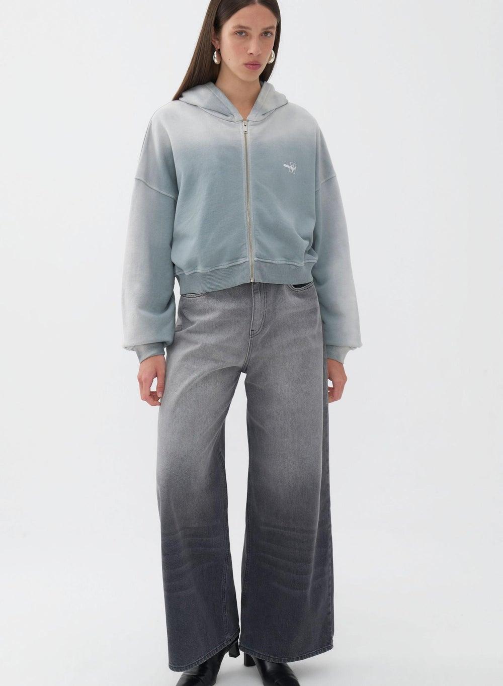 Gradient Transition Sweatshirt with Zip Front - Image 1