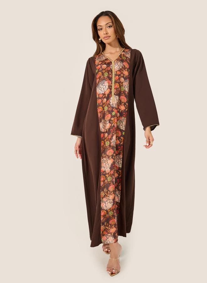 Floral Printed Panel A-Line Jalabyia - Image 1