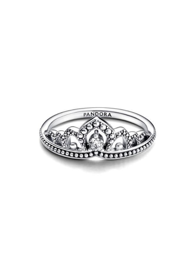 Regal Beaded Tiara Sterling Silver Ring - Image 1