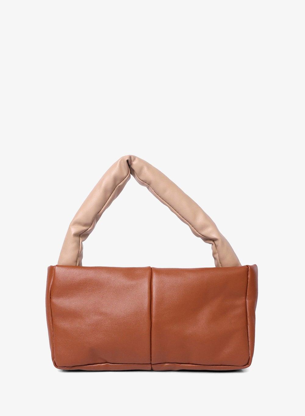 Tan Faux Leather Baguette Shoulder Bag - Image 1