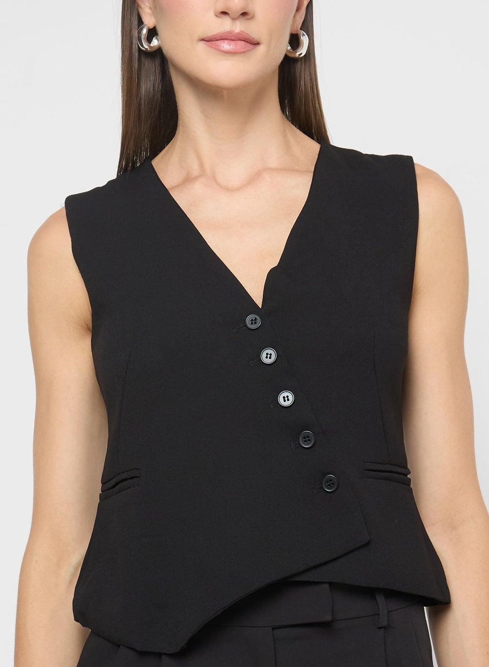 Asymmetric Buttoned Vest Top - Image 1