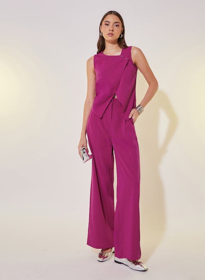 Asymmetric Hem Vest Top and Pants Co-Ord Set - Image 1