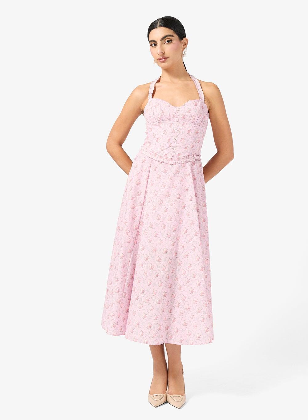 Halter Neck Printed Midi Dress - Image 1