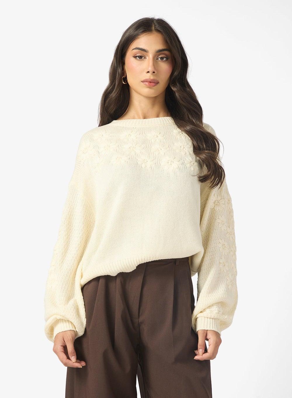 Jumper With Embossed Florals - Image 1