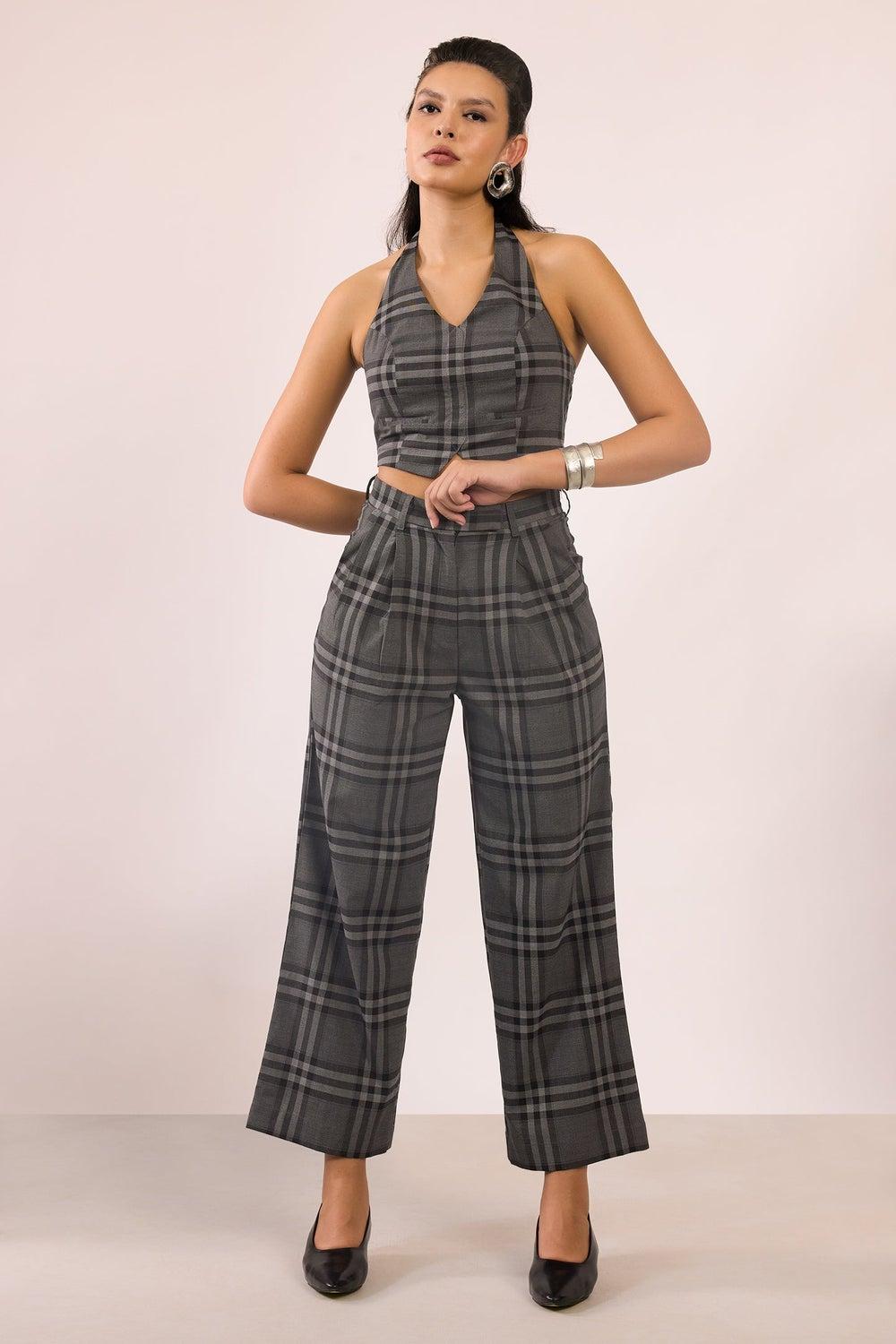 Virgio Women Rescued Poly Full Length Checked Trousers - Image 1