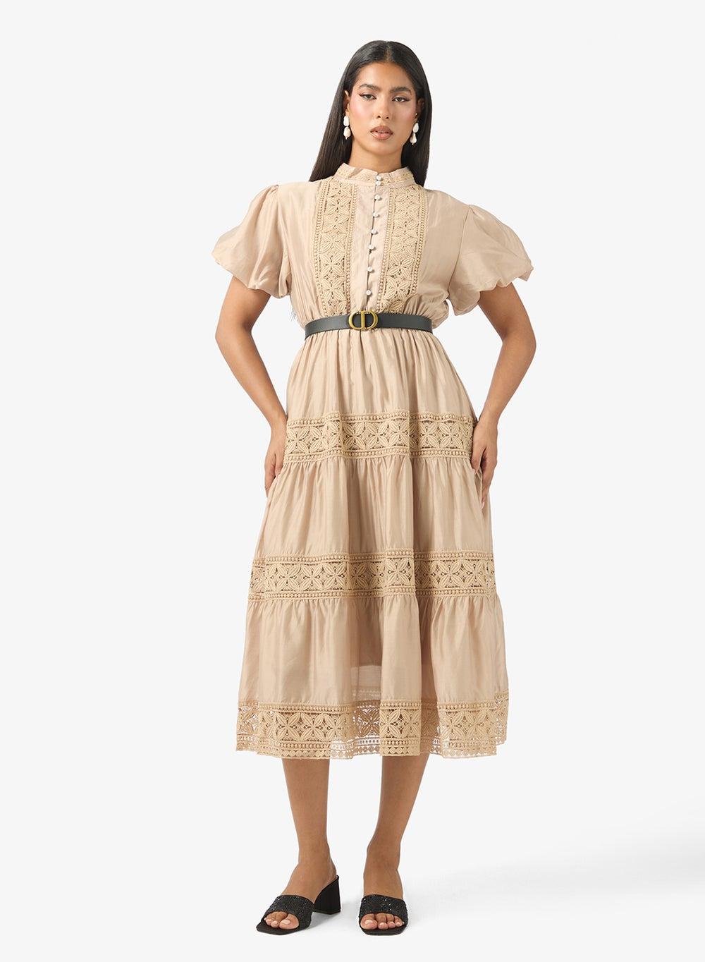Puff Sleeve Shirt Dress - Image 1