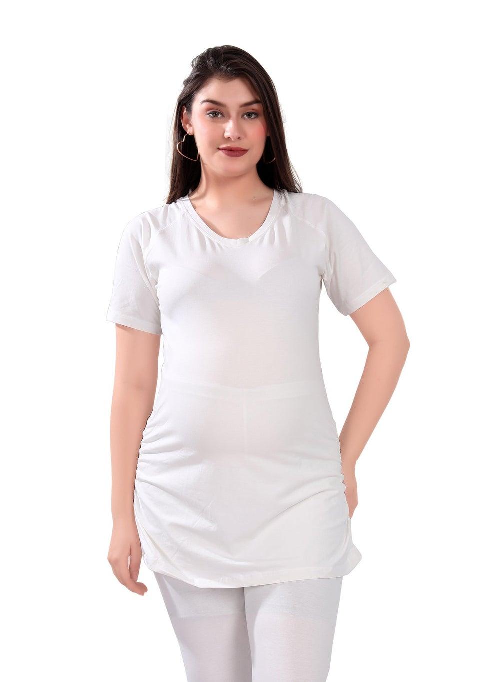 TUMMY Blue Maternity T-Shirt for Everyday Comfort - Image 1