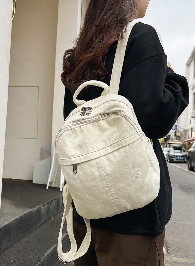 Take Two Solid Canvas Zip Closure Backpack - Image 1