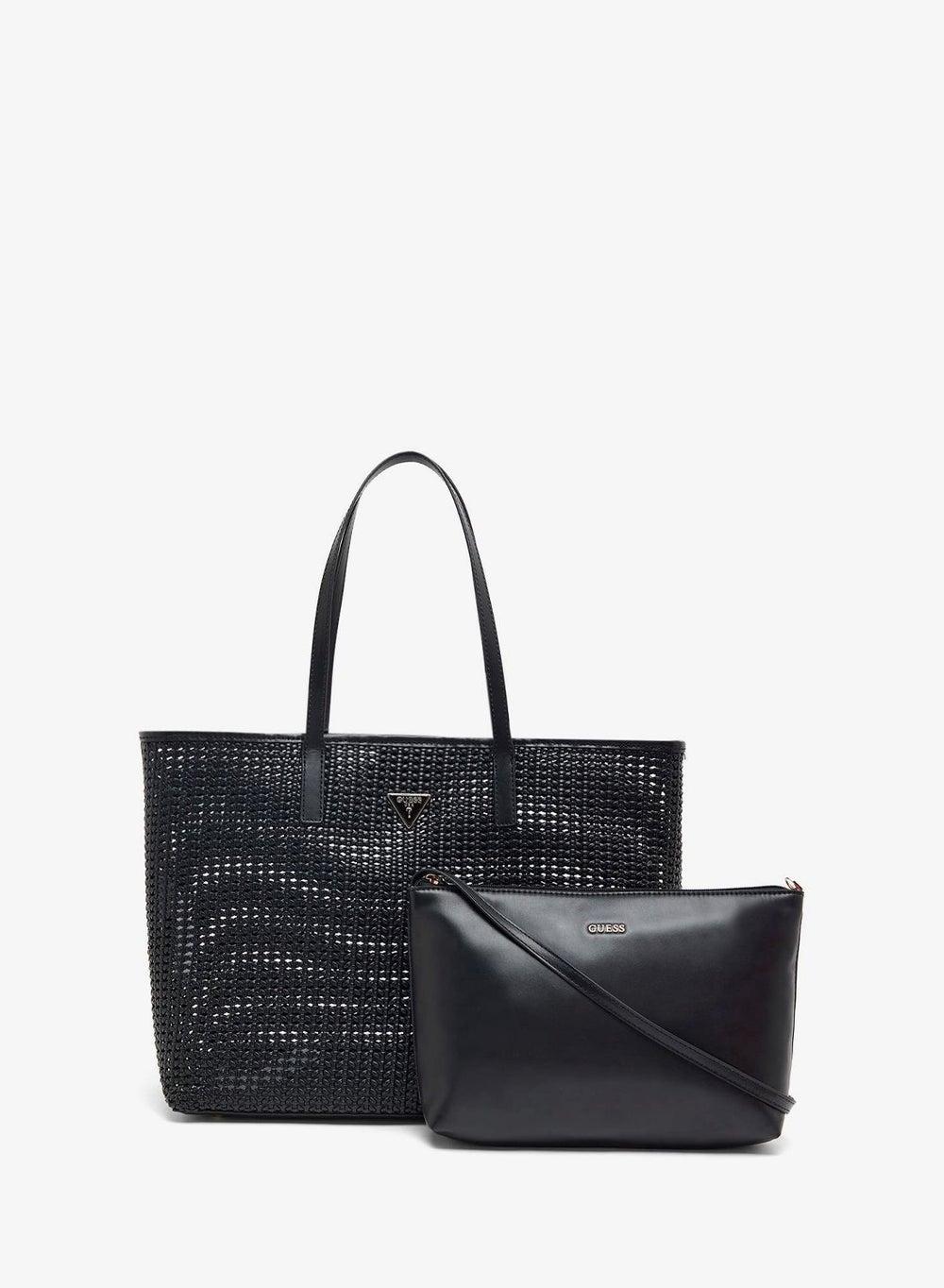 Brigitta Large 2-in-1 Black Textured Tote - Image 1