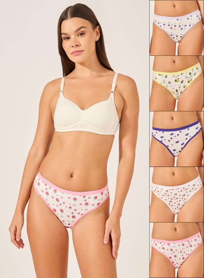 Pack of 5 Fruit Printed Bikini Briefs - Image 1