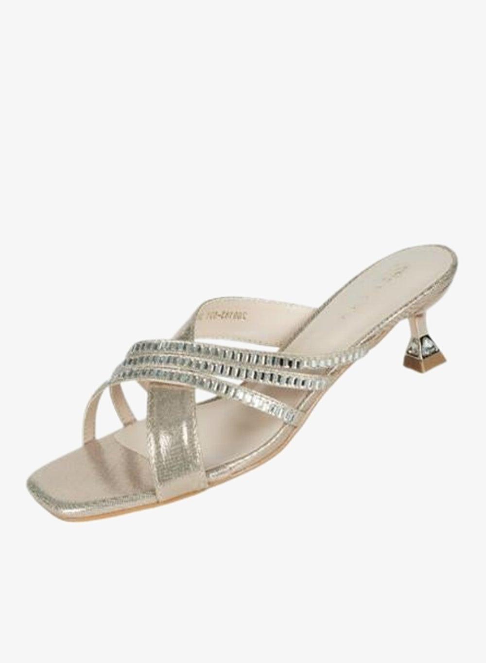221-217 Zayna Ladies Silver Kitten Heel Sandals 2G9183-531 - Image 1