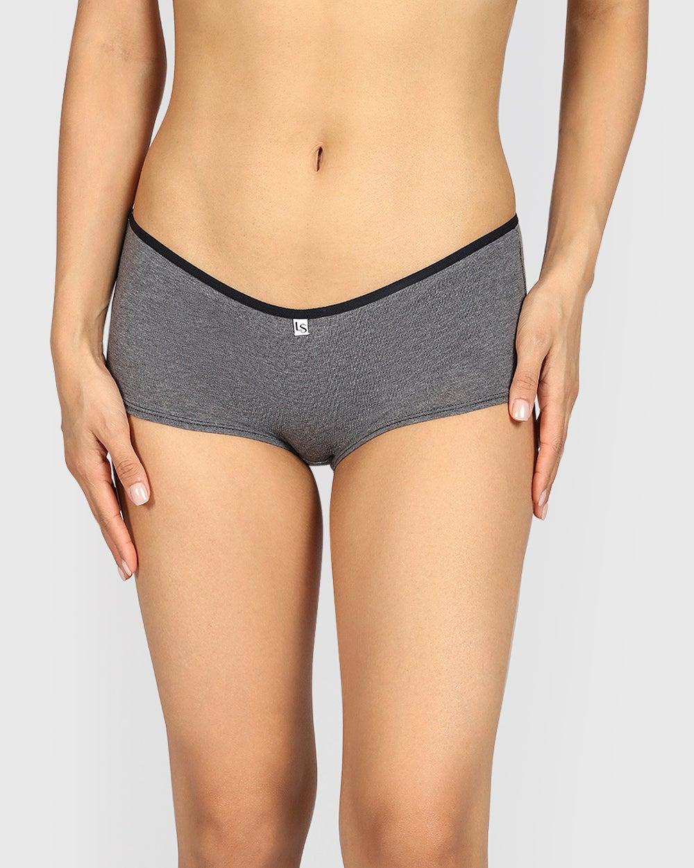 La Senza Remix Boyshort in Tuxedo Heather Black - Image 1
