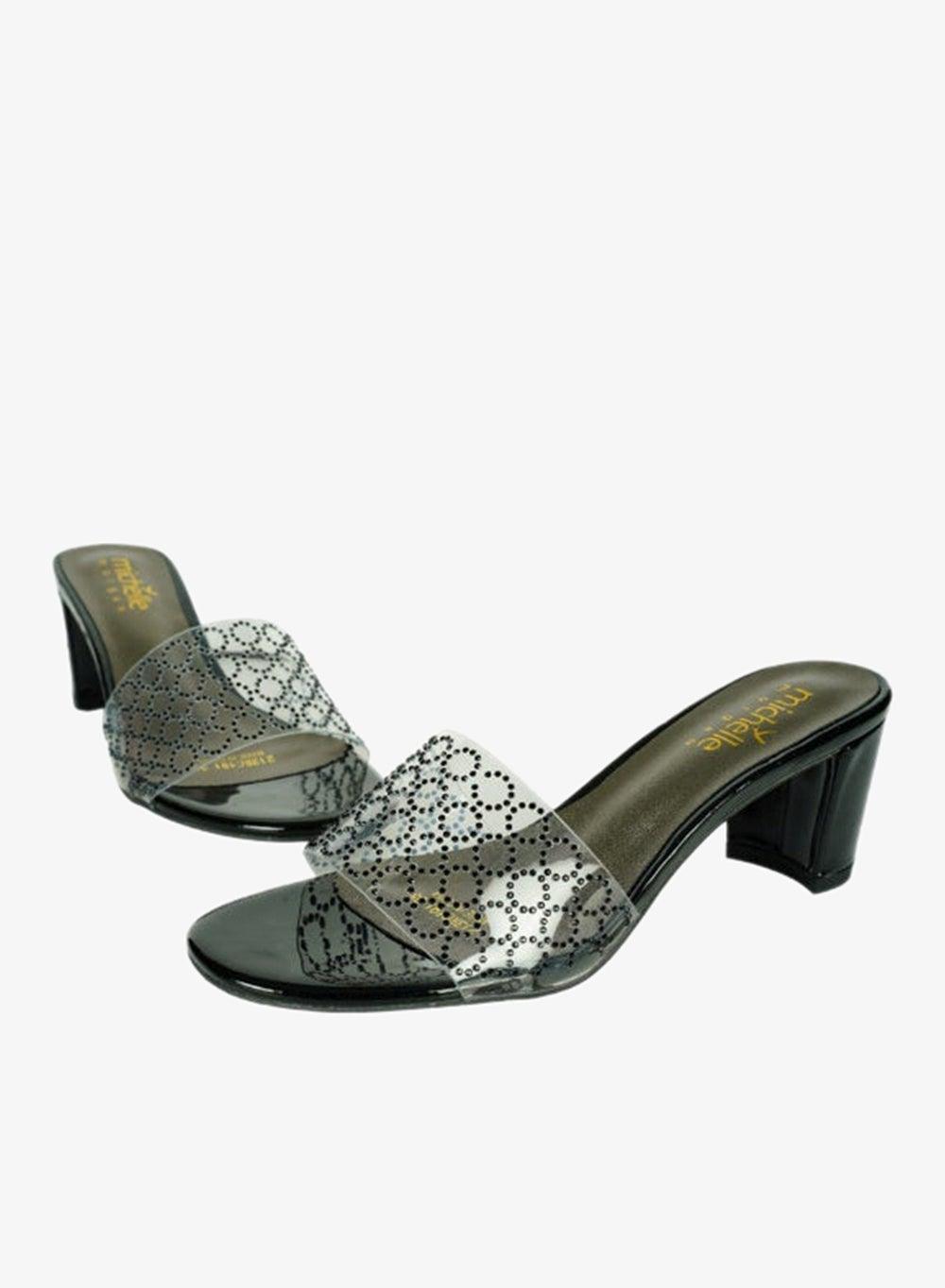 092-2652 Michelle Morgan Black Block Heel Mule Sandals - Image 1