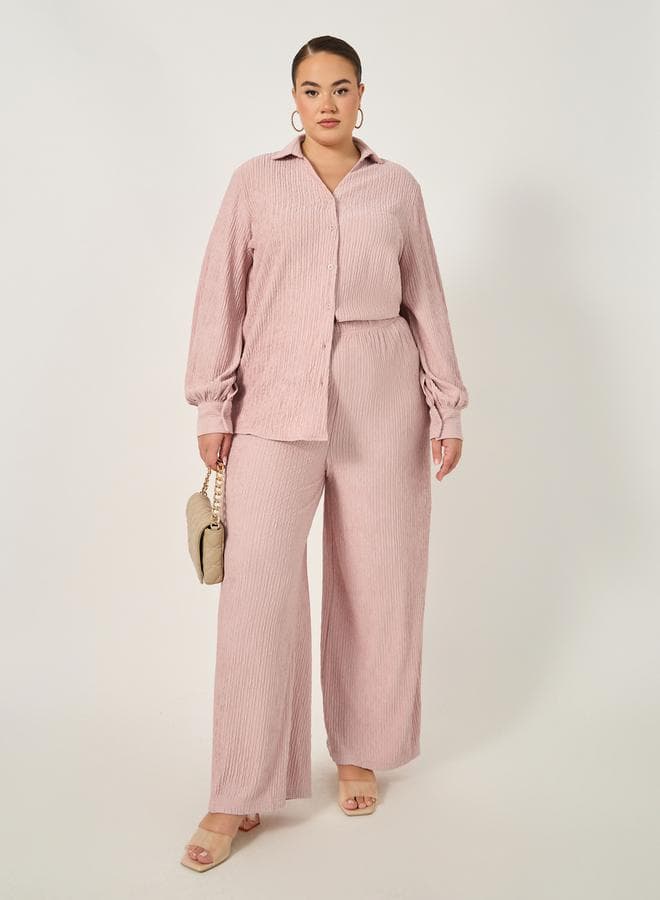 Plus Size Textured Wide Leg Pants - Image 1