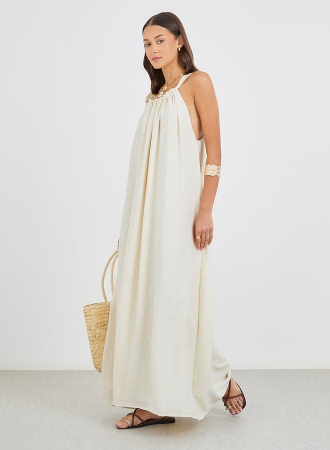 Plain Halter Neck Shift Maxi Dress - Image 1