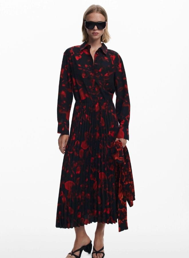 Pleated Midi Shirt Dress - Image 1