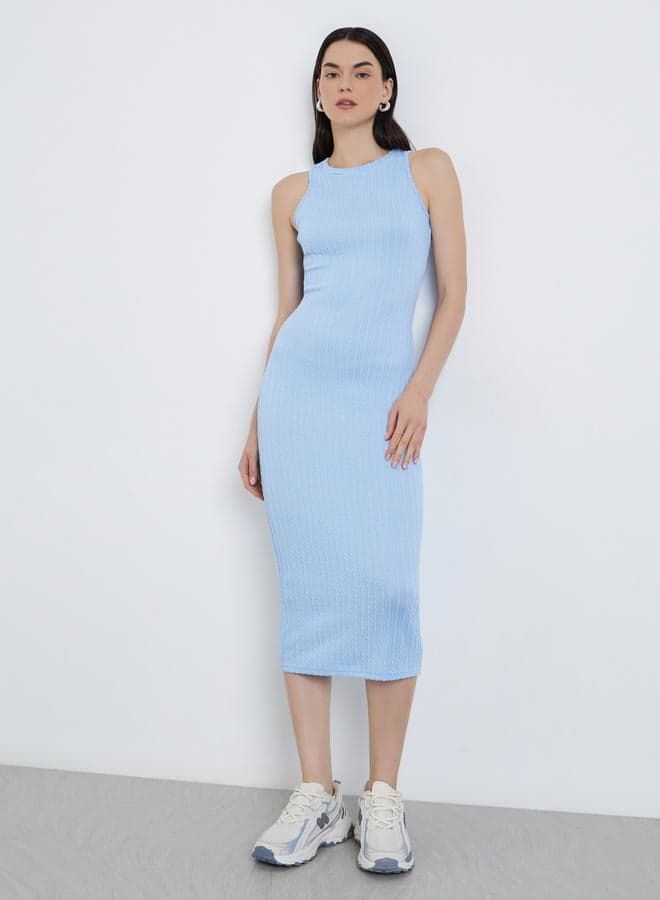Take Two Textured Sleeveless Bodycon Midi Dress - Image 1