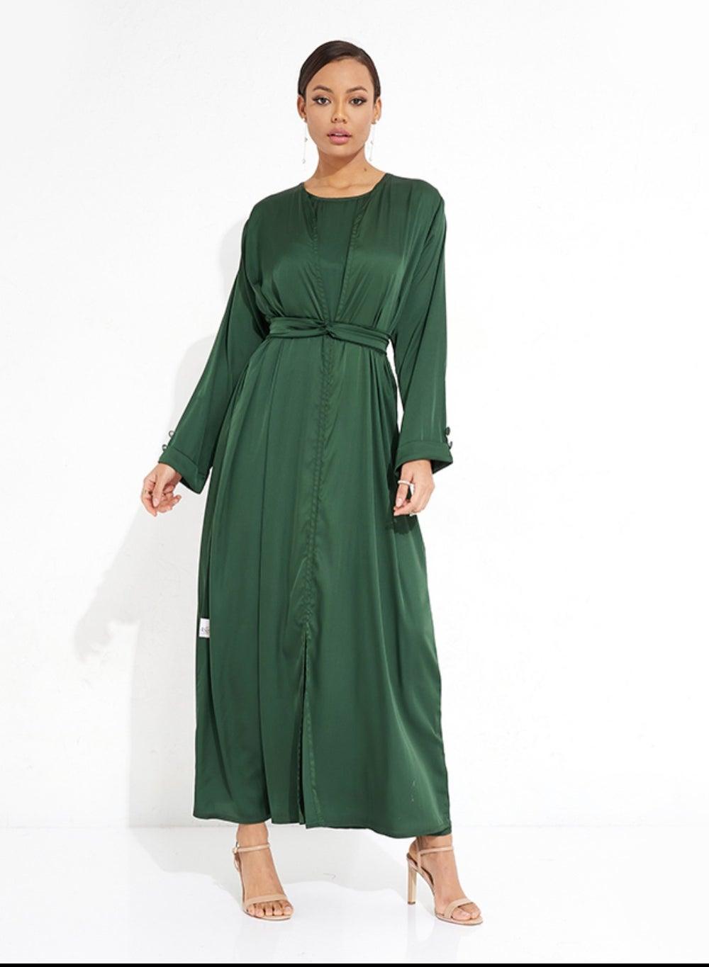 Green Elegant 3-Piece Abaya Set - Image 1