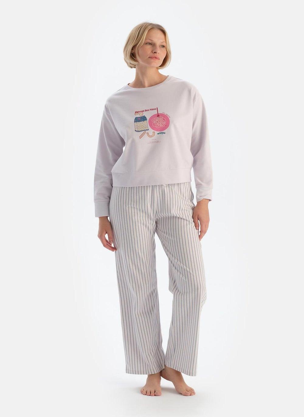 Supreme Pink Crew Neck Long Sleeve Pajama Set - Image 1