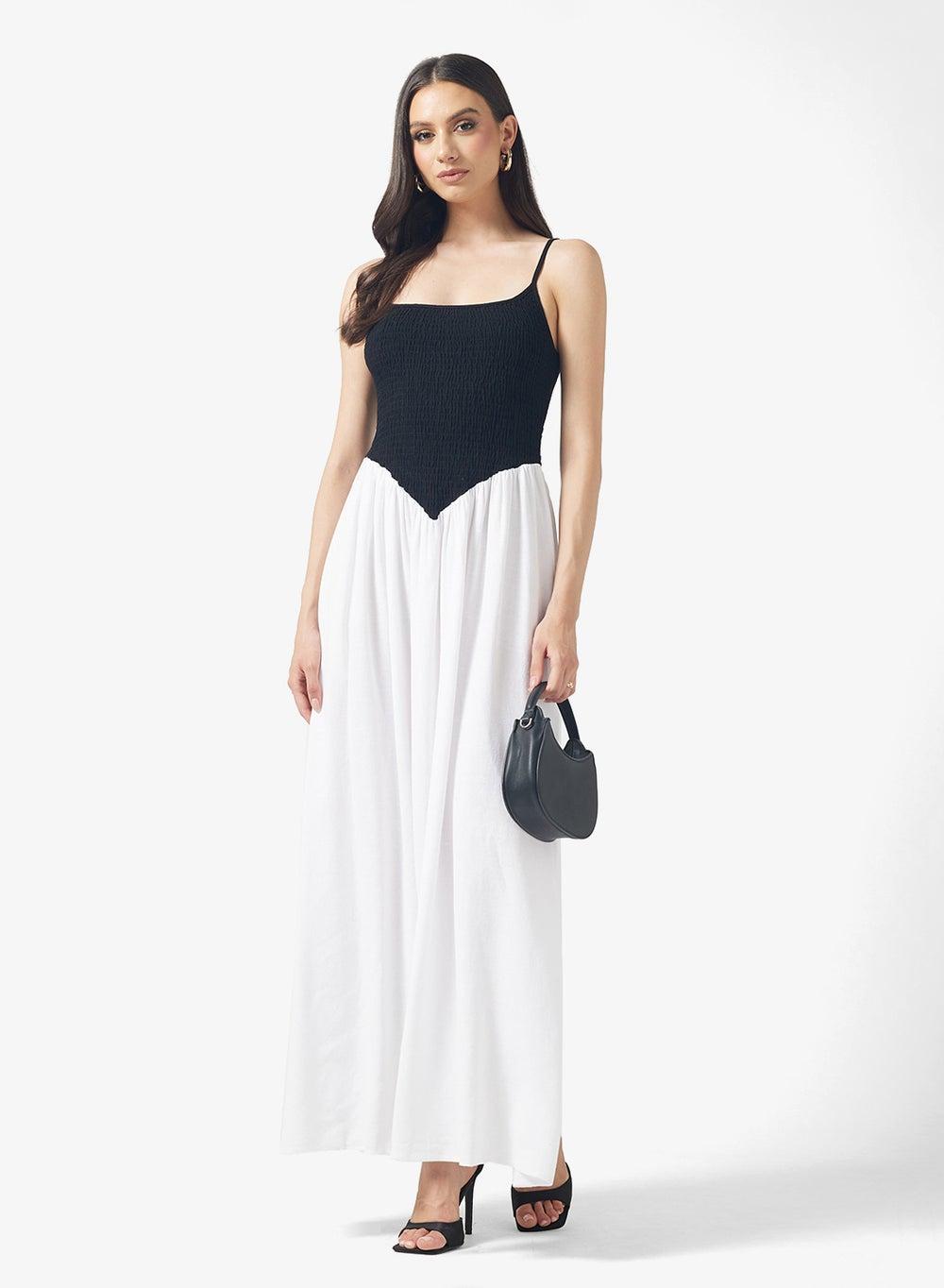 Maude Contrast Maxi Dress with Square Neckline - Image 1