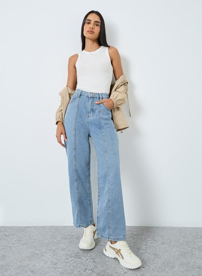 Styli Light Blue High Rise Relaxed Fit Jeans - Image 1
