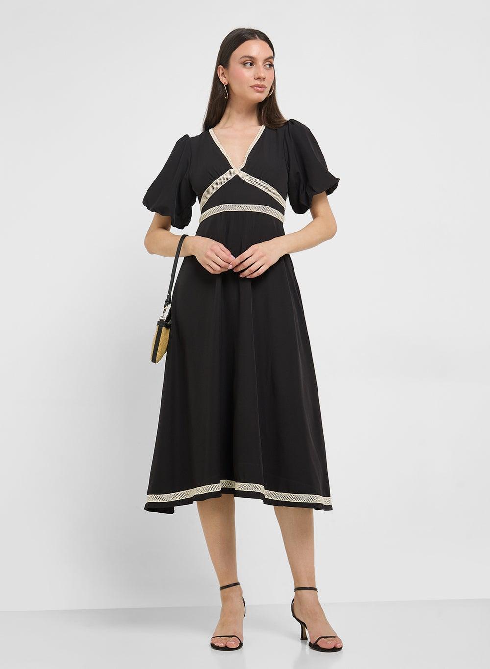 Puff Sleeves Midi Dress - Image 1